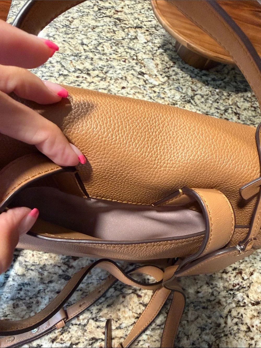 kate spade Brown Pebble Leather Backpack with Top Handle